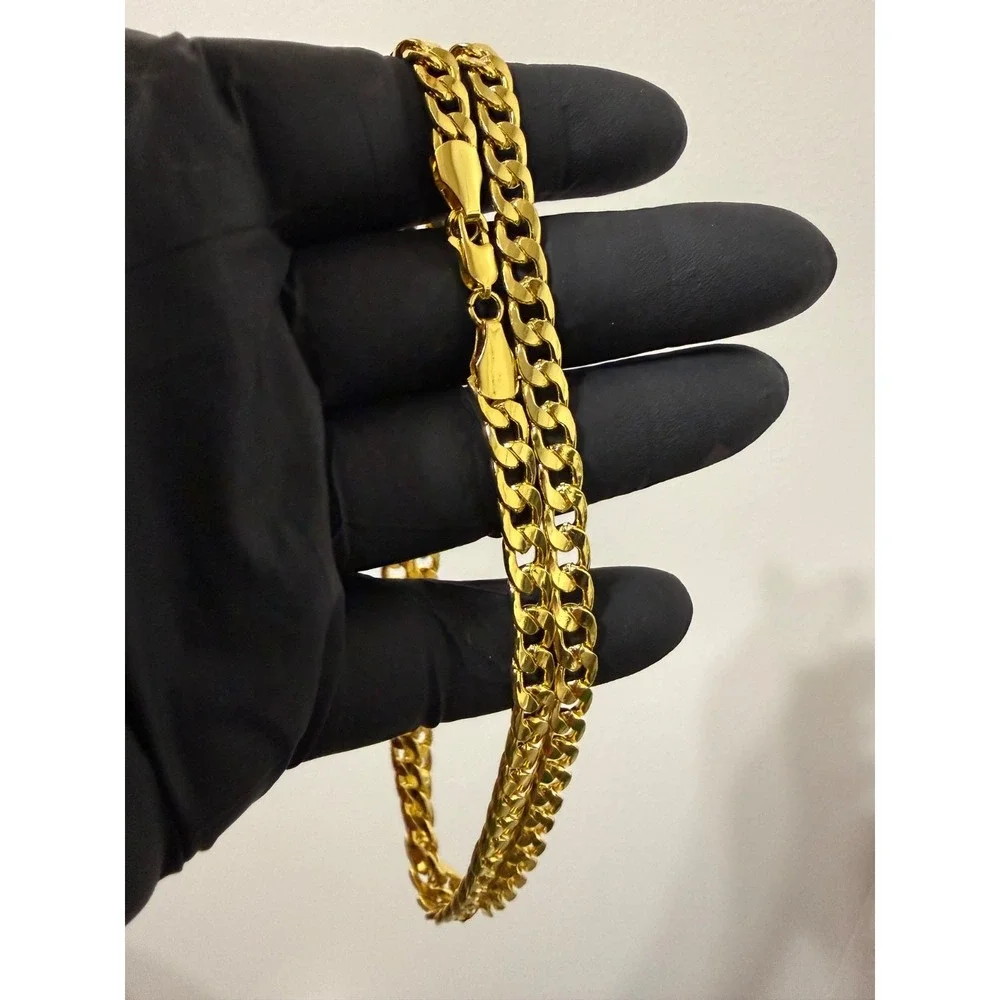 cuban chain necklace 18k gold filled 26 inch 6mm